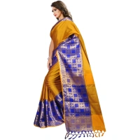 Women's Jacquard Woven Saree With Unstitched Blouse 5.5Mtr (Mustard) - Mustard