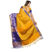 Women's Jacquard Woven Saree With Unstitched Blouse 5.5Mtr (Mustard) - Mustard