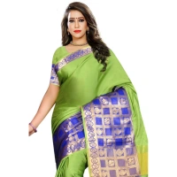 Women's Jacquard Woven Saree With Unstitched Blouse 5.5Mtr (Green) - Green