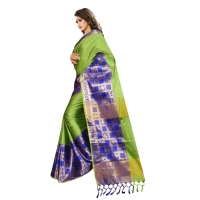 Women's Jacquard Woven Saree With Unstitched Blouse 5.5Mtr (Green) - Green
