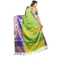 Women's Jacquard Woven Saree With Unstitched Blouse 5.5Mtr (Green) - Green