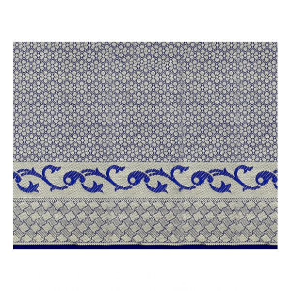 Women's Jacquard Woven Saree With Unstitched Blouse 5.5Mtr (Blue) - Blue