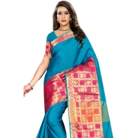 Women's Jacquard Woven Saree With Unstitched Blouse 5.5Mtr (Multicolor) - Multicolor