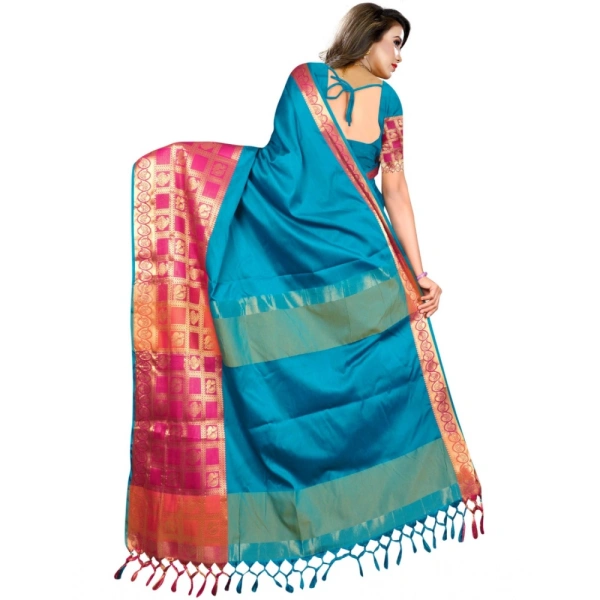 Women's Jacquard Woven Saree With Unstitched Blouse 5.5Mtr (Multicolor) - Multicolor