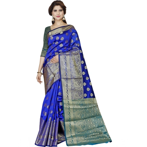 Women's Jacquard Woven Saree With Unstitched Blouse 5.5Mtr (Multicolor) - Multicolor