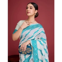 Generic Women's Jamdani Cotton Silk Printed Saree With Unstitched Blouse 5.5Mtr (Rama) - Rama