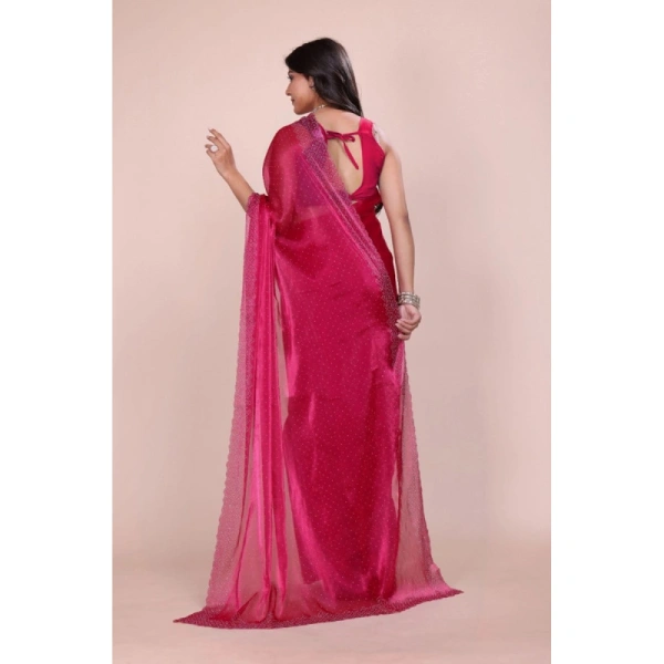 Shopnav Women's Jimmy choo Embellished Bollywood Saree With Unstitched Blouse 5.5Mtr (Red)