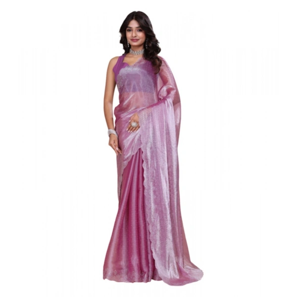Shopnav Women's Jimmy choo Embellished Bollywood Saree With Unstitched Blouse 5.5Mtr (Magenta)