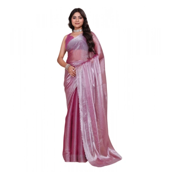 Shopnav Women's Jimmy choo Embellished Bollywood Saree With Unstitched Blouse 5.5Mtr (Magenta)