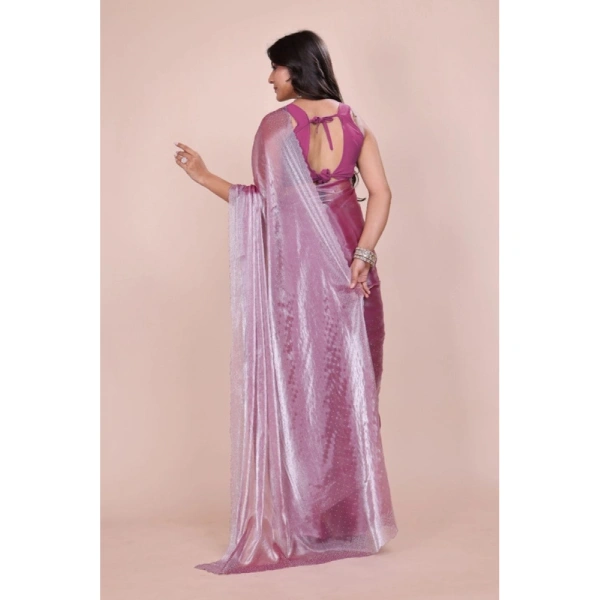 Shopnav Women's Jimmy choo Embellished Bollywood Saree With Unstitched Blouse 5.5Mtr (Magenta)