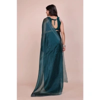 Shopnav Women's Jimmy choo Embellished Bollywood Saree With Unstitched Blouse 5.5Mtr (Green)