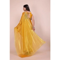Shopnav Women's Jimmy choo Embellished Bollywood Saree With Unstitched Blouse 5.5Mtr (Mustard)