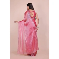 Shopnav Women's Jimmy choo Embellished Bollywood Saree With Unstitched Blouse 5.5Mtr (Pink)