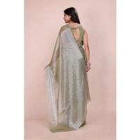 Shopnav Women's Jimmy choo Embellished Bollywood Saree With Unstitched Blouse 5.5Mtr (Light Green)