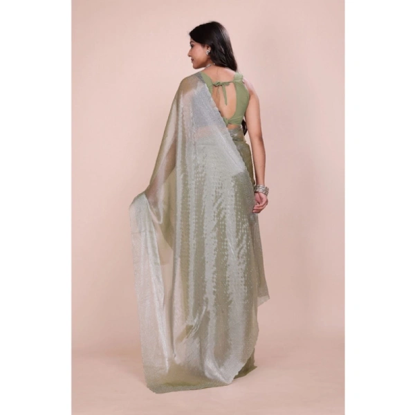Shopnav Women's Jimmy choo Embellished Bollywood Saree With Unstitched Blouse 5.5Mtr (Light Green)