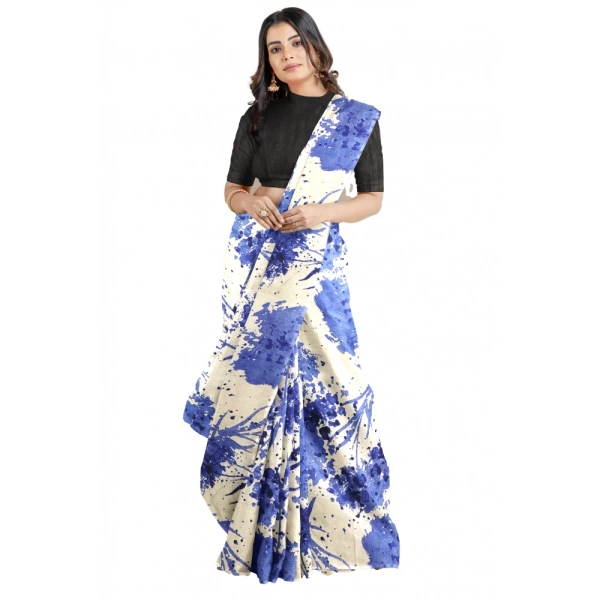 Women's Joya Silk Saree with Blouse (Blue, 5-6 Mtrs) - Blue