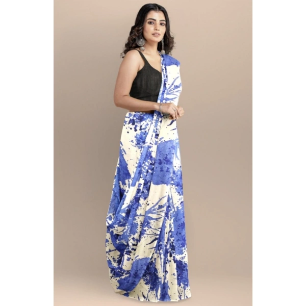 Women's Joya Silk Saree with Blouse (Blue, 5-6 Mtrs) - Blue