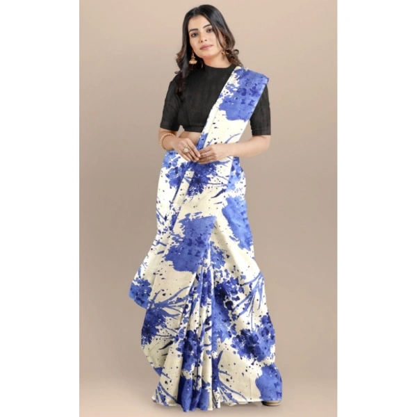 Women's Joya Silk Saree with Blouse (Blue, 5-6 Mtrs) - Blue