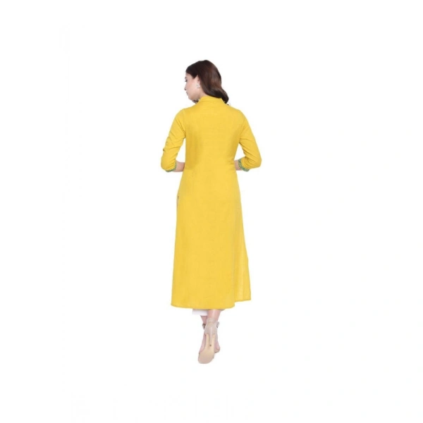 Shopnav Women's Khadi Embroidered Kurti (Yellow, Khadi) - 3XL
