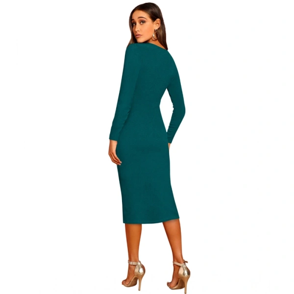 Women's Knitting strachable Round Neck Full Sleeve Dresses (Morpich ) - XL