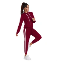 Women's Knitting strachable Solid Hooded Neck Full Sleeve Track Suit (Maroon) - S