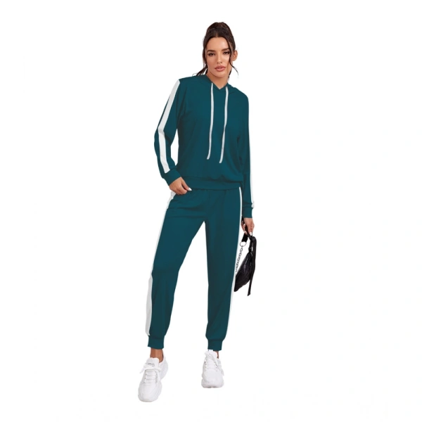 Women's Knitting strachable Solid Hooded Neck Full Sleeve Track Suit (Morpich) - M