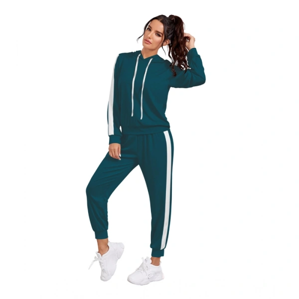 Women's Knitting strachable Solid Hooded Neck Full Sleeve Track Suit (Morpich) - M