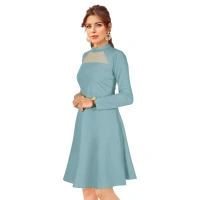 Women's Knitting strachable Solid Round Neck Full Sleeve Dresses (Pista) - S
