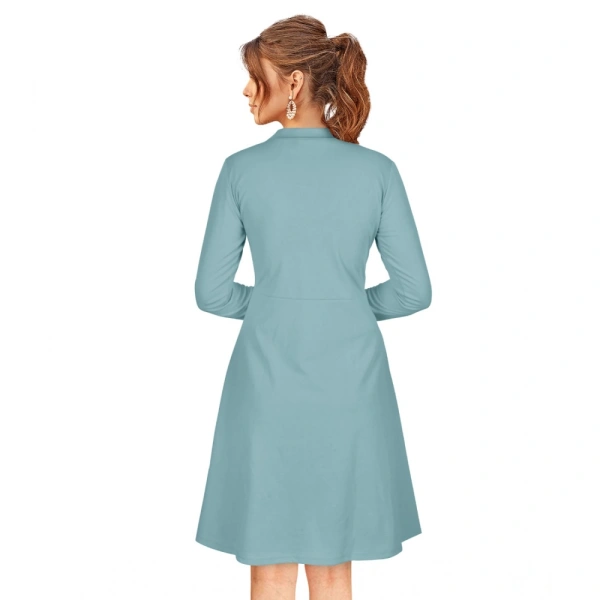 Women's Knitting strachable Solid Round Neck Full Sleeve Dresses (Pista) - S