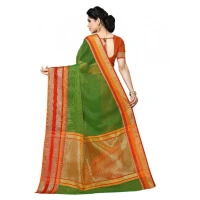 Women's Kota Doria Cotton Border Saree With Blouse (Green, 5-6 Mtrs) - Green