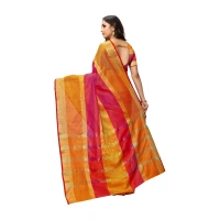 Women's Kota Doria Cotton Saree With Blouse (Orange,6-3 Mtrs) - Orange