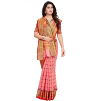 Women's Kota Doria Cotton Woven Butta Saree With Blouse (Pink, 5-6 Mtrs) - Pink
