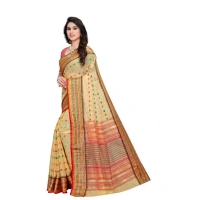 Women's Kota Doria Cotton Woven Butta Saree With Blouse (Beige, 5-6 Mtrs) - Beige