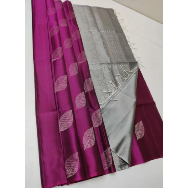 Shopnav Women's Litchi silk Printed Saree With Unstitched Blouse (Pink)