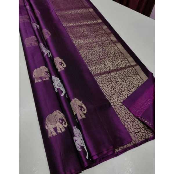 Shopnav Women's Litchi silk Printed Saree With Unstitched Blouse (Magenta With pink)