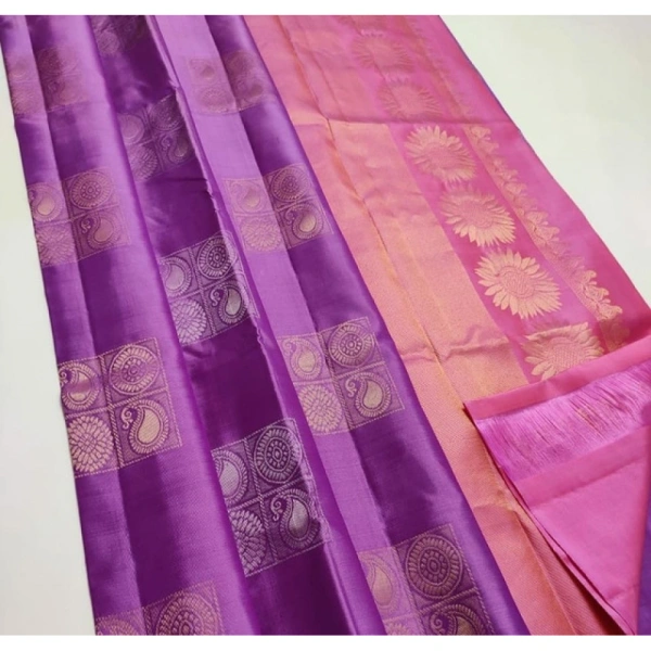 Shopnav Women's Litchi silk Printed Saree With Unstitched Blouse (Magenta With pink)