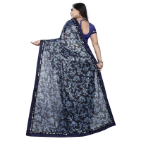 Women's Lycra Blend Saree with Blouse (Blue, 5-6 Mtrs) - Blue
