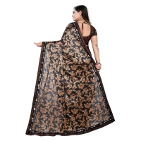 Women's Lycra Blend Saree with Blouse (Coffee, 5-6 Mtrs) - Coffee