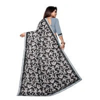 Women's Lycra Blend Saree with Blouse (Grey, 5-6 Mtrs) - Grey
