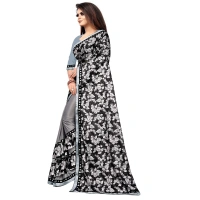 Women's Lycra Blend Saree with Blouse (Grey, 5-6 Mtrs) - Grey