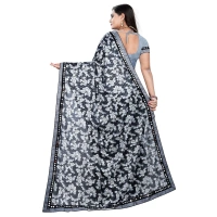 Women's Lycra Blend Saree with Blouse (Grey, 5-6 Mtrs) - Grey