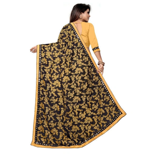 Women's Lycra Blend Saree with Blouse (Mustard, 5-6 Mtrs) - Mustard