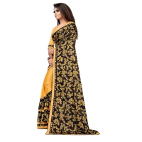 Women's Lycra Blend Saree with Blouse (Mustard, 5-6 Mtrs) - Mustard