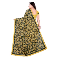 Women's Lycra Blend Saree with Blouse (Mustard, 5-6 Mtrs) - Mustard