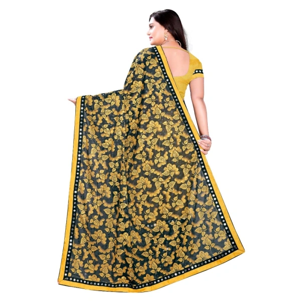Women's Lycra Blend Saree with Blouse (Mustard, 5-6 Mtrs) - Mustard