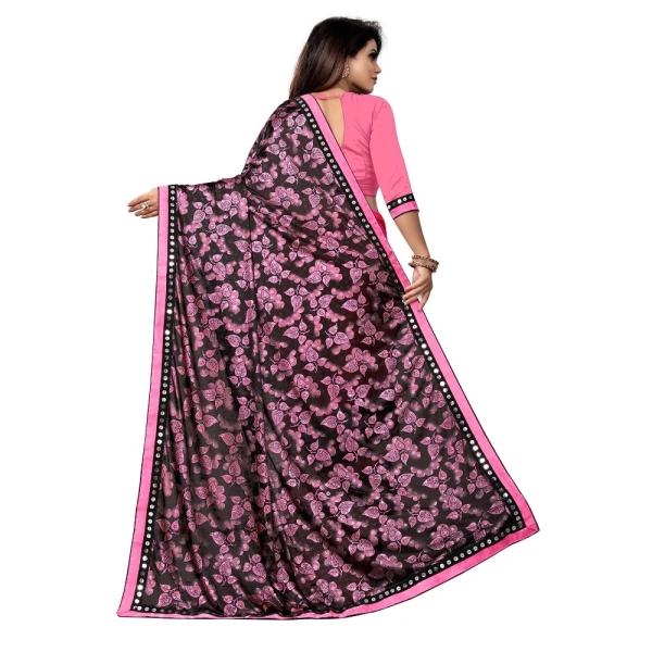 Women's Lycra Blend Saree with Blouse (Pink, 5-6 Mtrs) - Pink