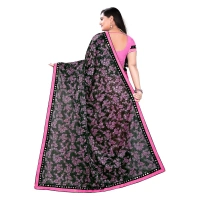 Women's Lycra Blend Saree with Blouse (Pink, 5-6 Mtrs) - Pink