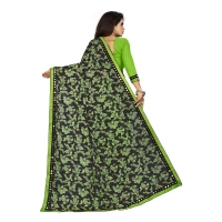 Women's Lycra Blend Saree with Blouse (Pista, 5-6 Mtrs) - Pista