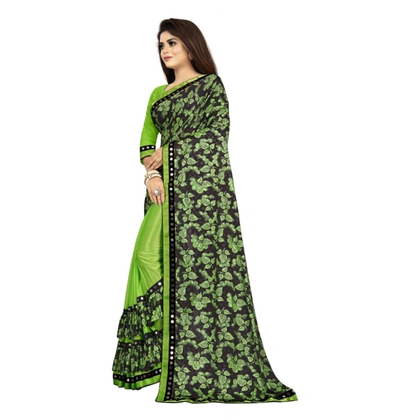 Women's Lycra Blend Saree with Blouse (Pista, 5-6 Mtrs) - Pista
