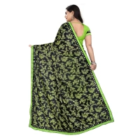 Women's Lycra Blend Saree with Blouse (Pista, 5-6 Mtrs) - Pista